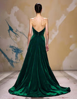 Laden Sie das Bild in den Galerie-Viewer, Dunkelrot Samt Trägerlos Lang Abendkleid