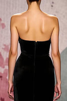 Laden Sie das Bild in den Galerie-Viewer, Einfach Schwarz Samt Meerjungfrau Trägerlos Lang Abendkleid