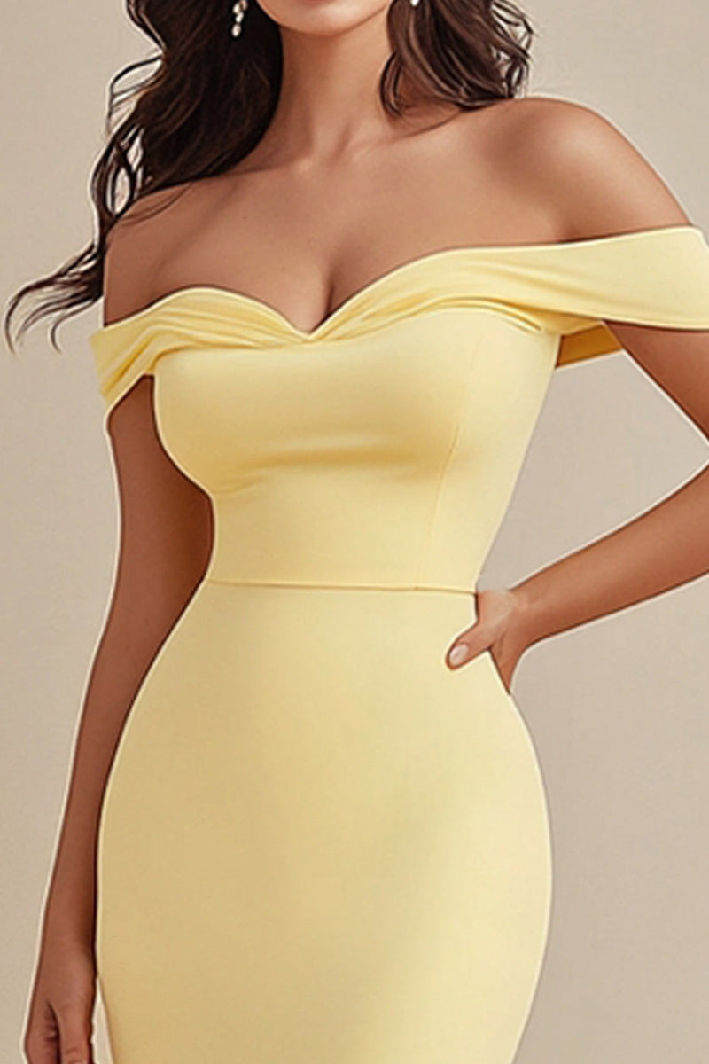 Laden Sie das Bild in den Galerie-Viewer, Schwarz Satin Schulterfreie Lange Meerjungfrau Abendkleid