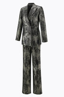 Laden Sie das Bild in den Galerie-Viewer, Schwarz Gold 2 Teilig Festliches Damen Ensemble mit Revers