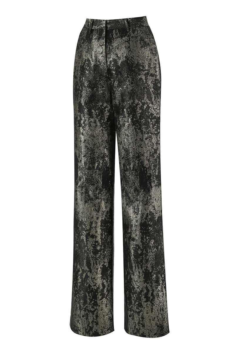 Laden Sie das Bild in den Galerie-Viewer, Schwarz Gold 2 Teilig Festliches Damen Ensemble mit Revers