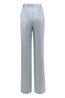 Laden Sie das Bild in den Galerie-Viewer, Staubblau Satin 2-teiliges Damen Abendanzug mit Schärpe