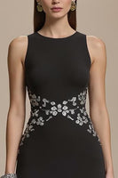 Laden Sie das Bild in den Galerie-Viewer, Meerjungfrau Schwarz Lang Formelles Kleid mit Applikationen