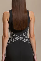 Laden Sie das Bild in den Galerie-Viewer, Meerjungfrau Schwarz Lang Formelles Kleid mit Applikationen