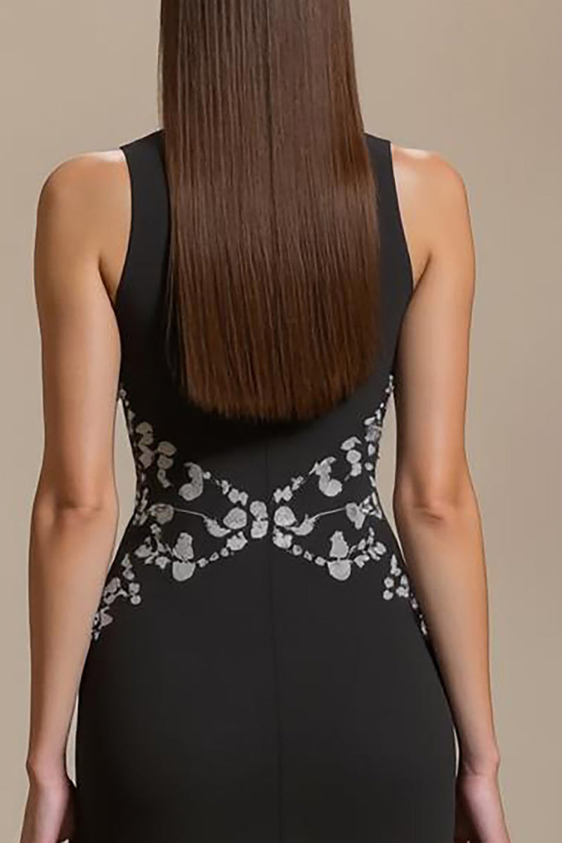 Laden Sie das Bild in den Galerie-Viewer, Meerjungfrau Schwarz Lang Formelles Kleid mit Applikationen