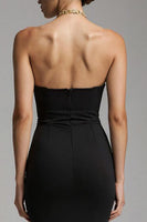 Laden Sie das Bild in den Galerie-Viewer, Schwarz Herz-Ausschnitt Meerjungfrau Rüschen Langes Formelle Kleid