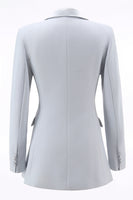 Laden Sie das Bild in den Galerie-Viewer, Silber Revers Doppelreiher 2 Teilig Festliches Damen Ensemble