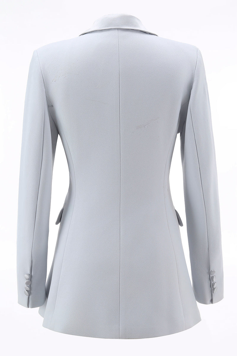 Laden Sie das Bild in den Galerie-Viewer, Silber Revers Doppelreiher 2 Teilig Festliches Damen Ensemble