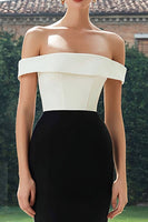 Laden Sie das Bild in den Galerie-Viewer, Einfaches Schwarz und Weiß Patchwork Lange Meerjungfrau Formelle Kleid