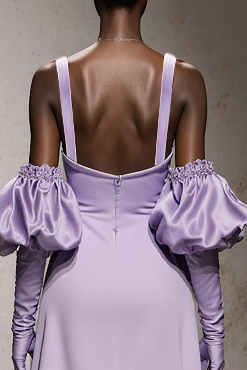 Laden Sie das Bild in den Galerie-Viewer, Hellviolett Dicke Riemen Meerjungfrau Lange Formelle Kleid