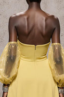 Laden Sie das Bild in den Galerie-Viewer, Narzisse Herzausschnitt Satin Meerjungfrau Lange Formelle Kleid mit Ärmel