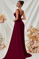 Laden Sie das Bild in den Galerie-Viewer, Einfaches Schwarz Meerjungfrau Lange Ballkleid mit Seitlichem Cape