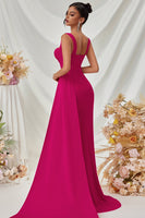 Laden Sie das Bild in den Galerie-Viewer, Einfaches Schwarz Meerjungfrau Lange Ballkleid mit Seitlichem Cape