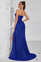 Laden Sie das Bild in den Galerie-Viewer, Glitzer Burgunderrot Pailletten Herz-Ausschnitt Lange Ballkleid mit Seitlichem Cape