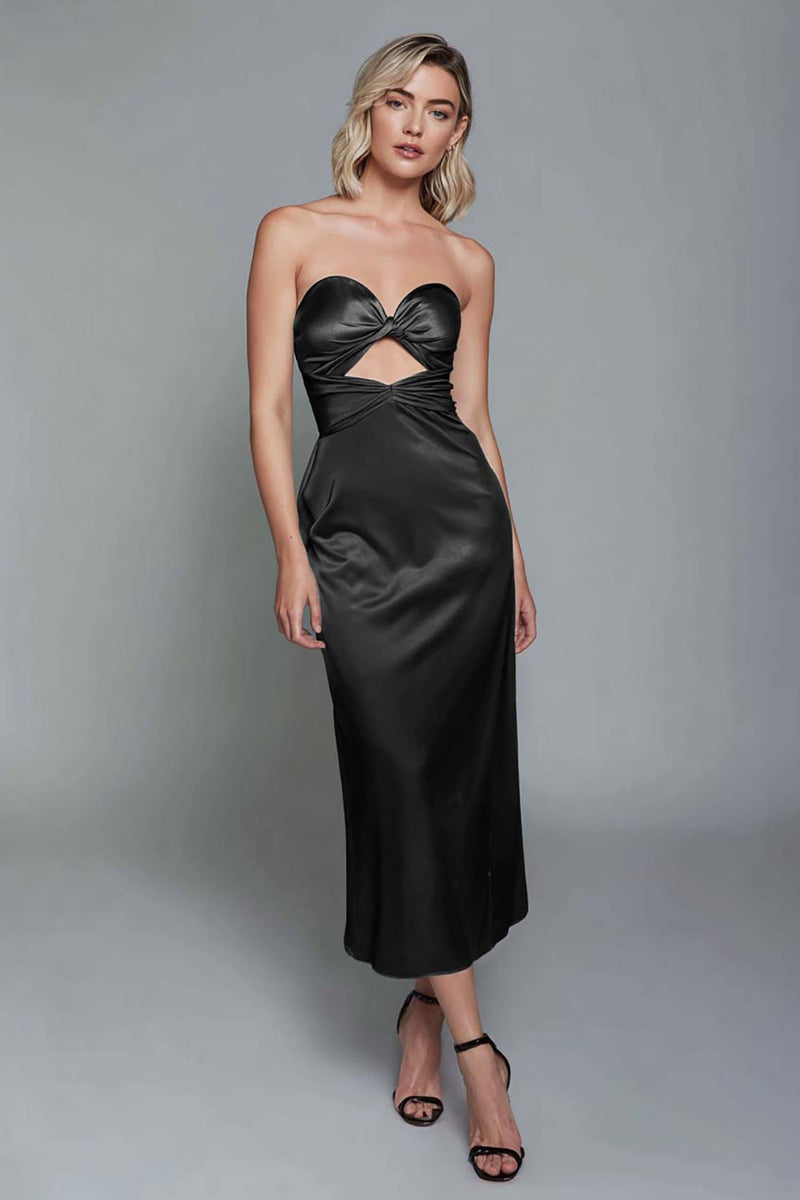 Laden Sie das Bild in den Galerie-Viewer, Dunkelgrün Schatz Etui Satin Knöchellänge Formelle Kleid