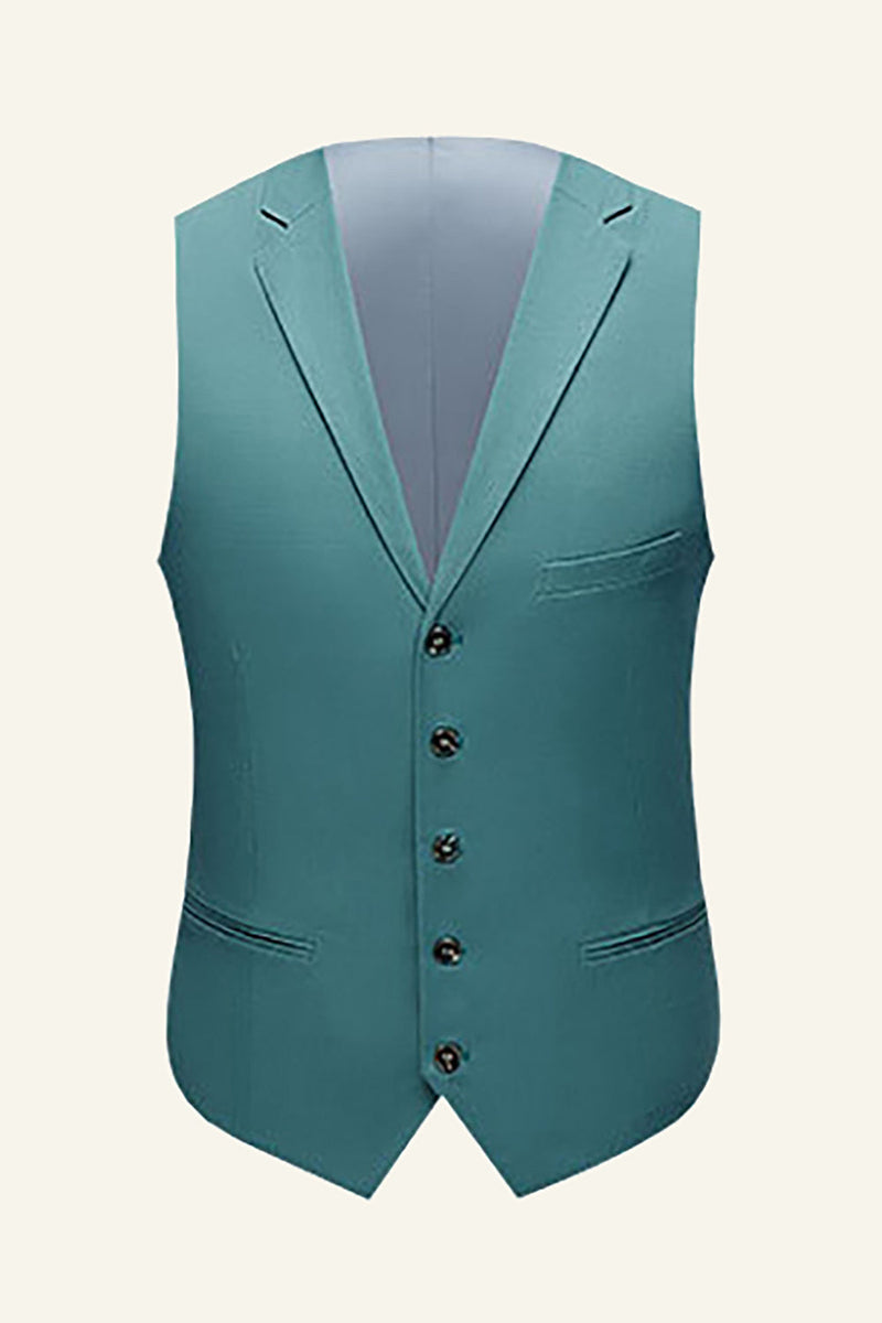 Laden Sie das Bild in den Galerie-Viewer, Minze Gekerbtes Revers 3-Teiliger Einreihe Herren Abendanzug