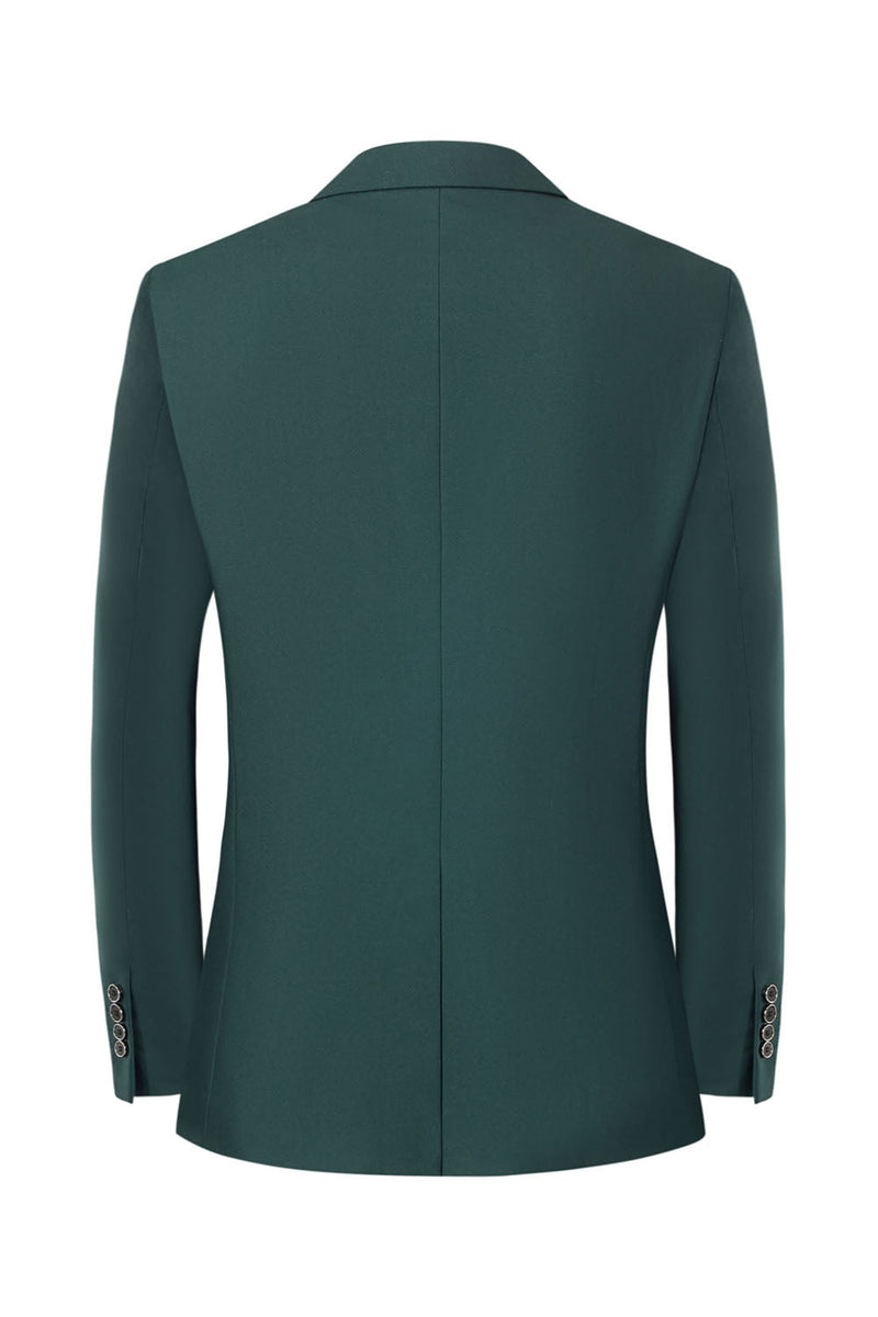 Laden Sie das Bild in den Galerie-Viewer, Slim Fit Dunkelgrüne Gekerbtem Revers 2-Teiliger Abendanzug für Herren