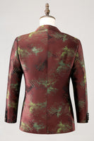 Laden Sie das Bild in den Galerie-Viewer, Brauner Spitzenrevers 2-Teiliger Jacquard Herren Ballanzug mit einem Knopf