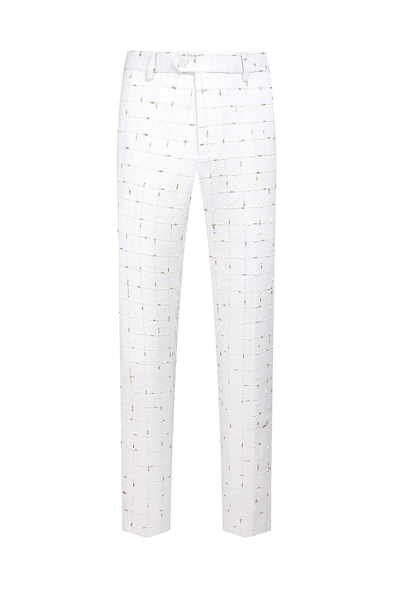 Laden Sie das Bild in den Galerie-Viewer, Weißer Karierter Zweireihiger Eingekerbtes 2-Teiliger Abschlussballanzug für Herren