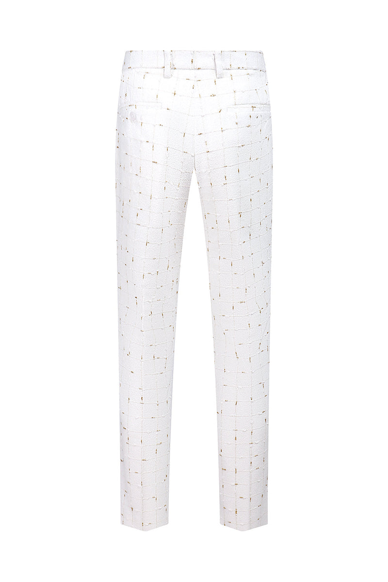 Laden Sie das Bild in den Galerie-Viewer, Weißer Karierter Zweireihiger Eingekerbtes 2-Teiliger Abschlussballanzug für Herren