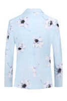 Laden Sie das Bild in den Galerie-Viewer, Hellblaues Spitzenrevers Ein-Knopf 2-Teiliger Geblümte Herren Ballanzug