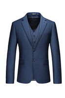 Laden Sie das Bild in den Galerie-Viewer, Schwarze Gekerbtes Revers 3-Teiliger mit zwei Knöpfen Herren Ballanzug