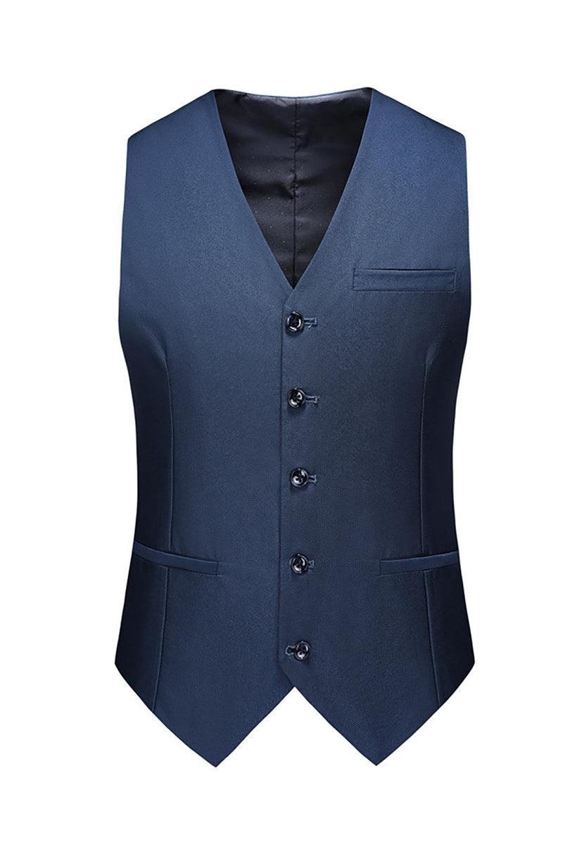 Laden Sie das Bild in den Galerie-Viewer, Schwarze Gekerbtes Revers 3-Teiliger mit zwei Knöpfen Herren Ballanzug