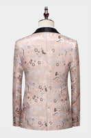 Laden Sie das Bild in den Galerie-Viewer, Leichter Khaki Ein-Knopf Jacquard Schalrevers 2-Teiliger Ballanzug für Herren