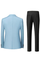 Laden Sie das Bild in den Galerie-Viewer, Schwarz 3-Teiliger Herrenanzug mit Spitzenrevers und einem Knopf