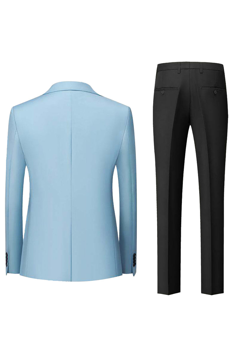 Laden Sie das Bild in den Galerie-Viewer, Schwarz 3-Teiliger Herrenanzug mit Spitzenrevers und einem Knopf