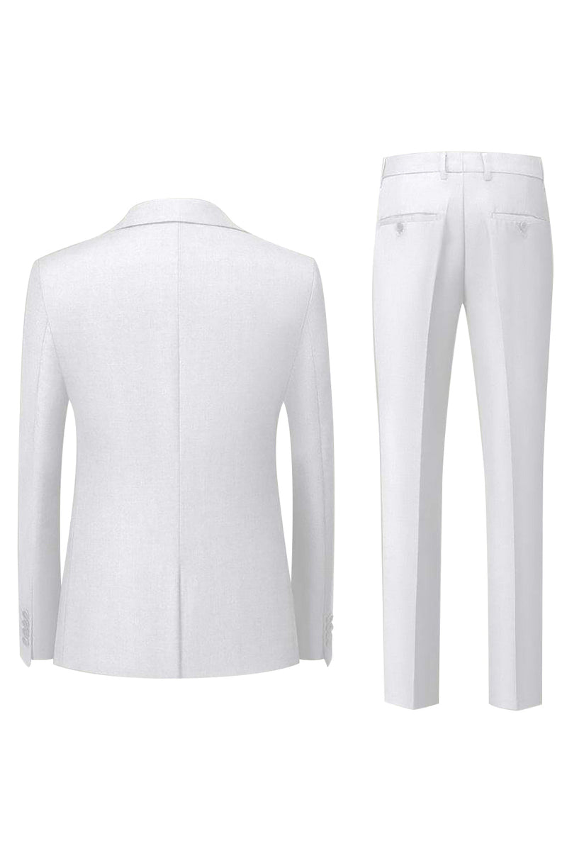 Laden Sie das Bild in den Galerie-Viewer, Schwarz 3-Teiliger Herrenanzug mit Spitzenrevers und einem Knopf