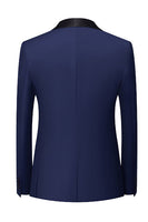 Laden Sie das Bild in den Galerie-Viewer, Königsblauer 3-Teiliger Schalrevers Ein-Knopf Herren Abschlussballanzug