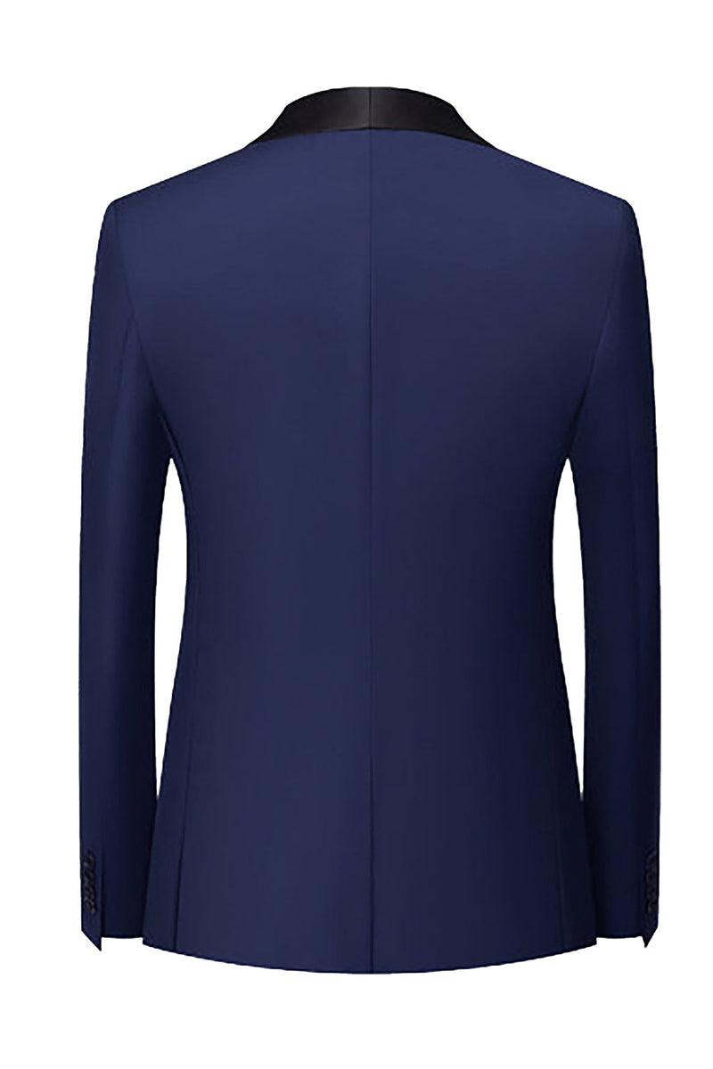 Laden Sie das Bild in den Galerie-Viewer, Königsblauer 3-Teiliger Schalrevers Ein-Knopf Herren Abschlussballanzug