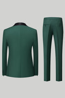 Laden Sie das Bild in den Galerie-Viewer, Schwarze 3-Teiliger Ein-Knopf Schal Revers Herrenanzug