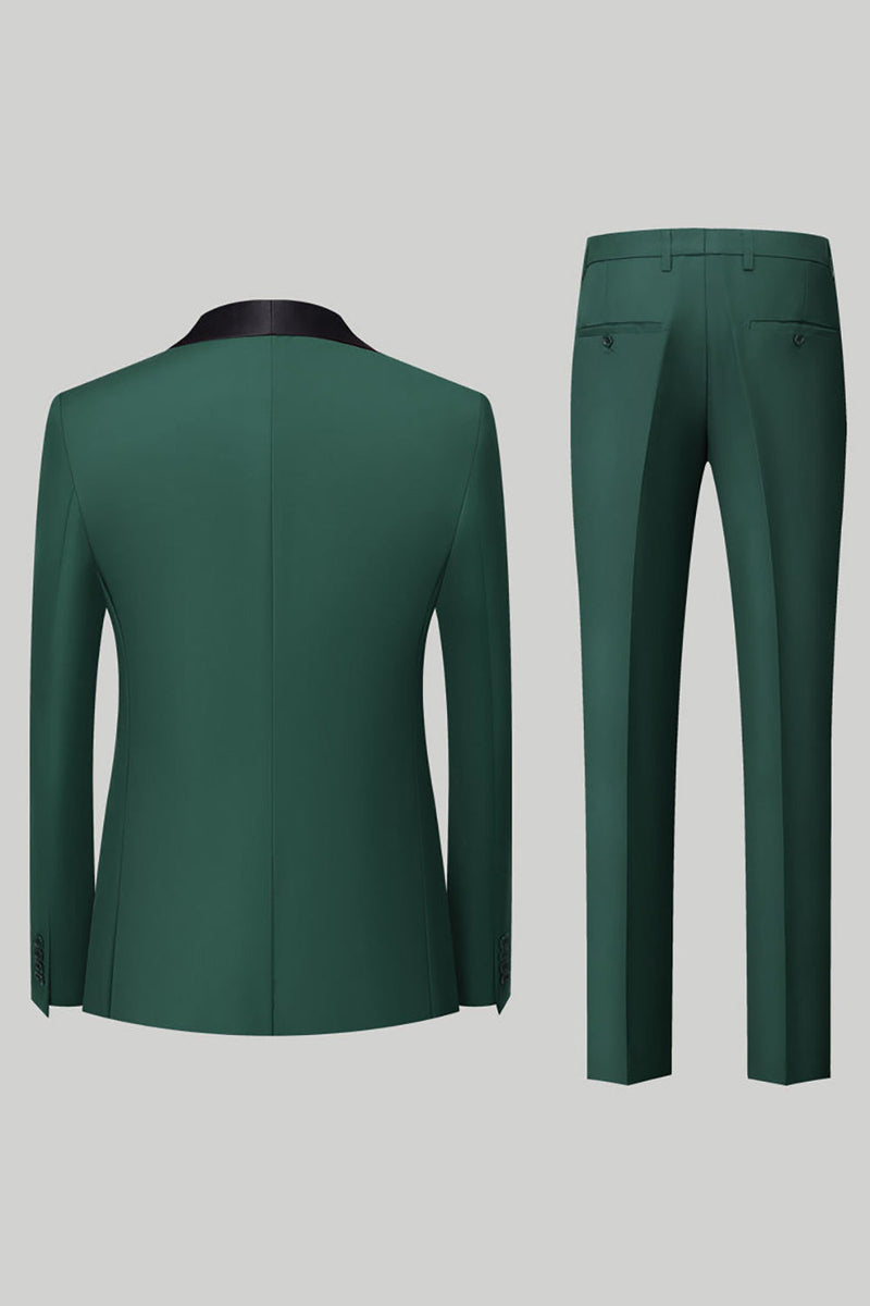 Laden Sie das Bild in den Galerie-Viewer, Schwarze 3-Teiliger Ein-Knopf Schal Revers Herrenanzug