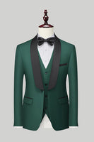 Laden Sie das Bild in den Galerie-Viewer, Schwarze 3-Teiliger Ein-Knopf Schal Revers Herrenanzug