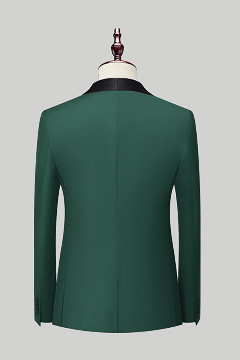 Laden Sie das Bild in den Galerie-Viewer, Schwarze 3-Teiliger Ein-Knopf Schal Revers Herrenanzug