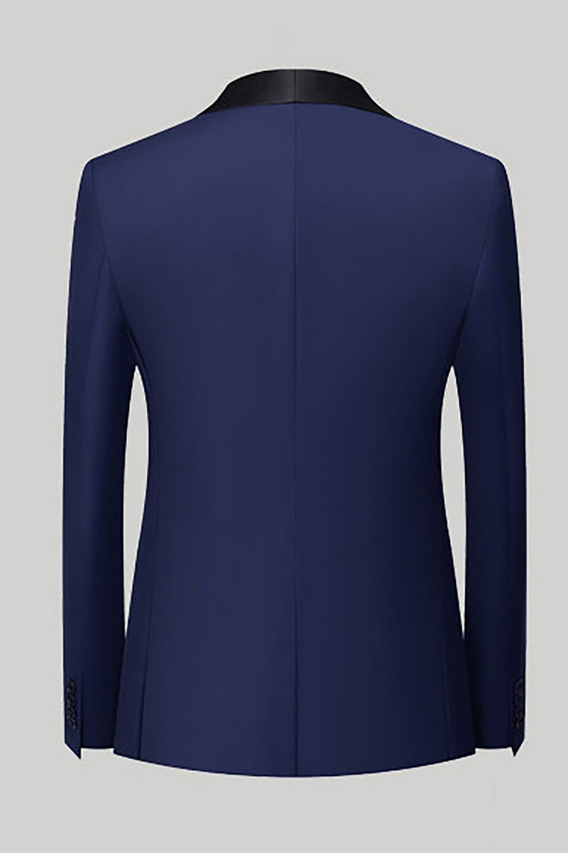 Laden Sie das Bild in den Galerie-Viewer, Schwarze 3-Teiliger Ein-Knopf Schal Revers Herrenanzug