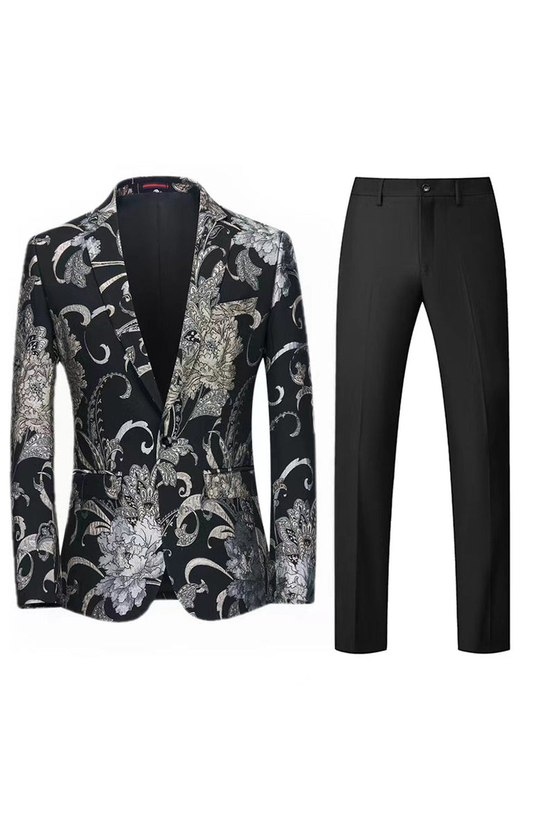 Laden Sie das Bild in den Galerie-Viewer, Hellrosa Gekerbte Revers Jacquard Ein-Knopf 2-Teiliger Herren Ballanzug