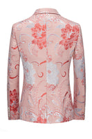 Laden Sie das Bild in den Galerie-Viewer, Hellrosa Gekerbte Revers Jacquard Ein-Knopf 2-Teiliger Herren Ballanzug