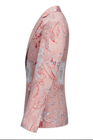 Laden Sie das Bild in den Galerie-Viewer, Hellrosa Gekerbte Revers Jacquard Ein-Knopf 2-Teiliger Herren Ballanzug