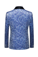 Laden Sie das Bild in den Galerie-Viewer, Hellblaues Ein-Knopf Schal Revers Jacquard 3-Teiliger Ballanzug für Herren