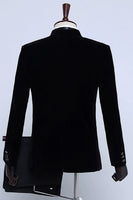 Laden Sie das Bild in den Galerie-Viewer, Schwarzer Spitzenrevers 2-Teiliger Abendblazer für Herren für Party