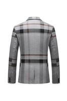 Laden Sie das Bild in den Galerie-Viewer, Grau Gestreiftes Ein-Knopf Gekerbtes Revers Herren 3-Teiliger Abendanzug