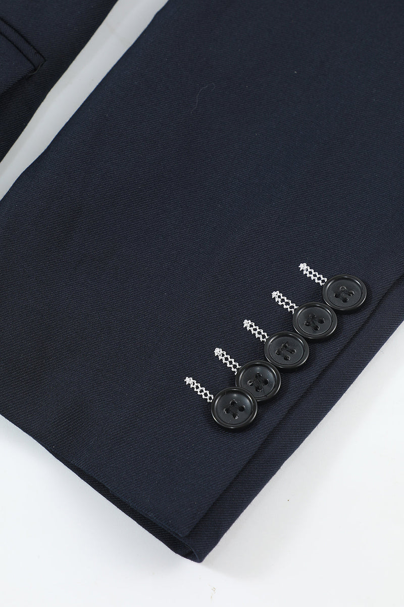 Laden Sie das Bild in den Galerie-Viewer, Marine 2-Teiliger Spitzenrevers Zweireihiger Herrenanzug