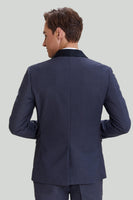 Laden Sie das Bild in den Galerie-Viewer, Herrengrau Gekerbtes Revers 3-Teiliger Jacquard-Abendanzug für Herren