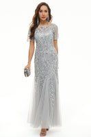 Laden Sie das Bild in den Galerie-Viewer, Leaves Pailletten Mutterkleid mit kurzen Ärmeln