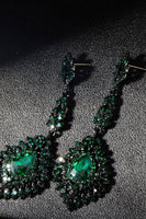 Laden Sie das Bild in den Galerie-Viewer, Dunkelgrüne Strass Ohrhänger