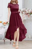 Laden Sie das Bild in den Galerie-Viewer, Aprikose Boot Ausschnitt Chiffon Cocktailkeider mit Schärpe