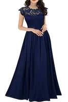 Laden Sie das Bild in den Galerie-Viewer, Schwarz Boot-Ausschnitt Chiffon Abendkleider mit Spitze